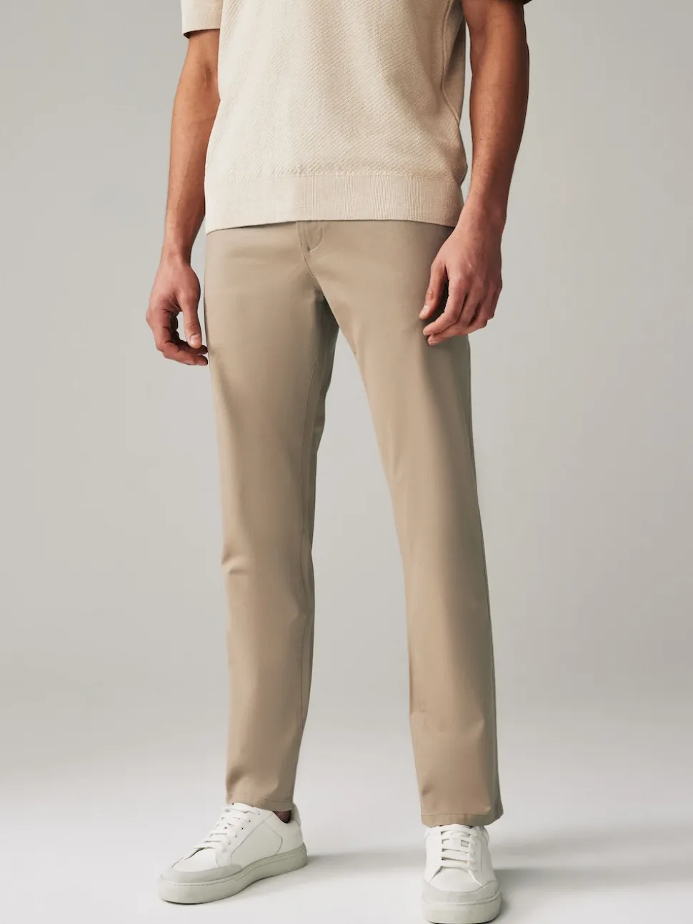 Navy Blue/Stone Slim Fit Stretch Chino Trousers 2 Pack