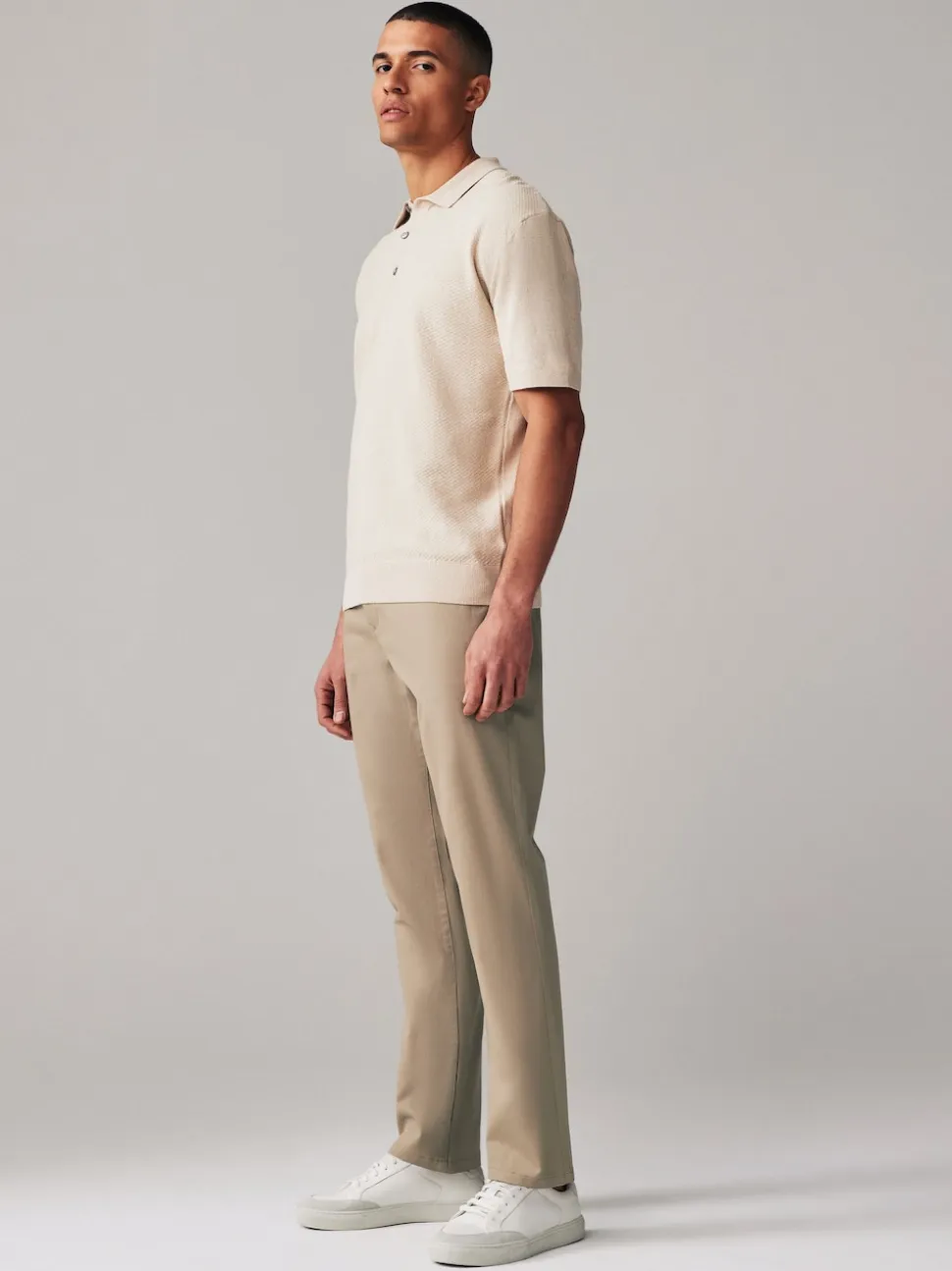 Navy Blue/Stone Slim Fit Stretch Chino Trousers 2 Pack