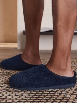 Navy Borg Mule Slippers