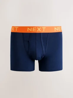 Navy Bright Contrast Colour Waistband A-Front Boxers 10 Pack