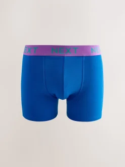 Navy Bright Purple/ Orange Waistbands 10 pack Cotton Rich Trunk Boxers