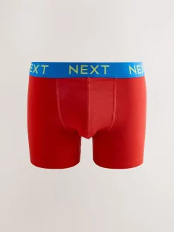 Navy Bright Purple/ Orange Waistbands 10 pack Cotton Rich Trunk Boxers