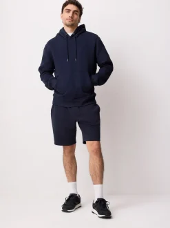 Navy Brushed Jersey Zip Pocket Shorts
