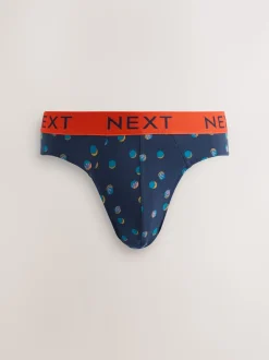 Navy Burgundy Spot Stripe 5 Pack Cotton Rich Briefs