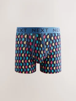 Navy Colour Pop Spot Stripe 10 pack A-Front Boxers
