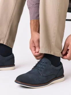 Navy Comfort Wedge Derby Shoes