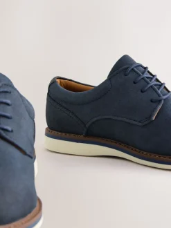Navy Comfort Wedge Derby Shoes