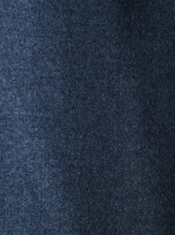 Navy Elasticated Waist Wool Rich Textured Formal Trousers