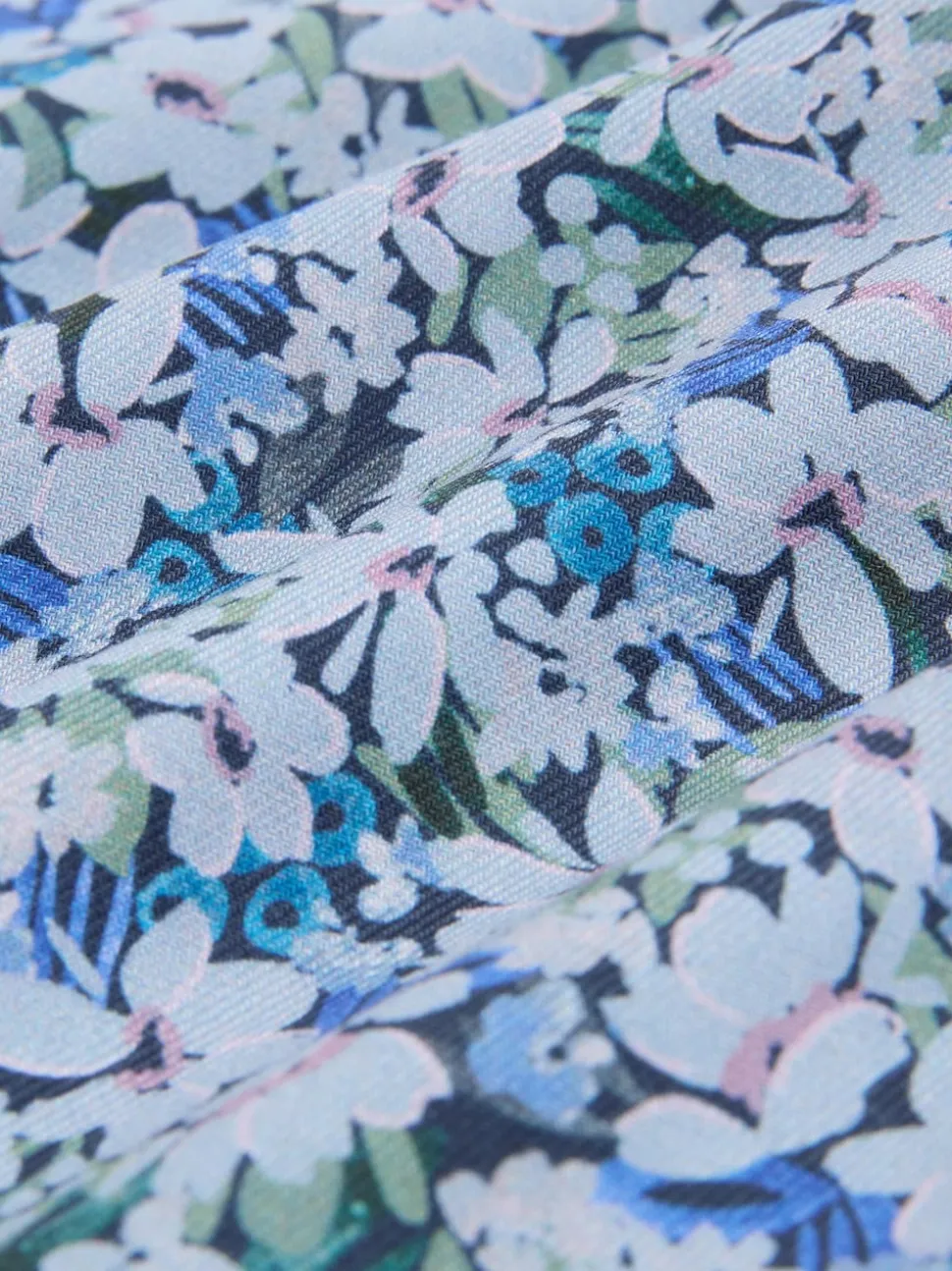 Navy Floral Cotton Rich Long Sleeve Formal Shirt