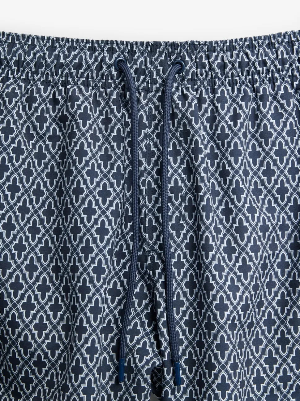 Navy Geometric Tile Printed Swim Shorts