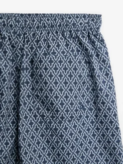 Navy Geometric Tile Printed Swim Shorts