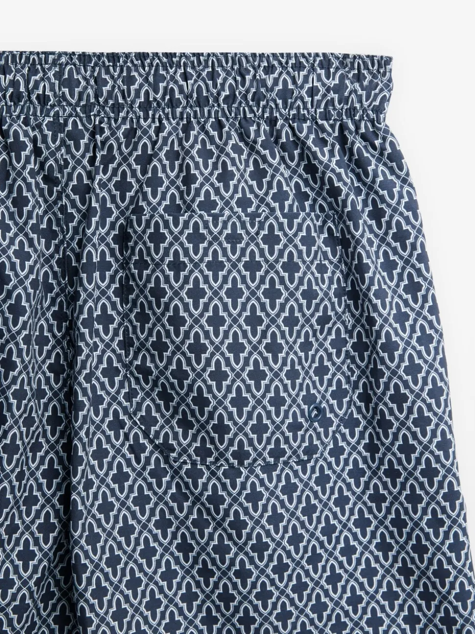 Navy Geometric Tile Printed Swim Shorts