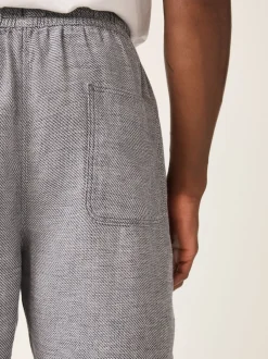 Navy Linen Blend Elasticated Waist Shorts