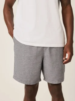 Navy Linen Blend Elasticated Waist Shorts