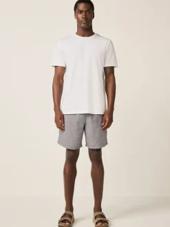 Navy Linen Blend Elasticated Waist Shorts