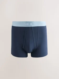Navy Metallic Waistband Cotton Rich Trunk Boxers 10 Pack