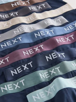 Navy Metallic Waistband Cotton Rich Trunk Boxers 10 Pack