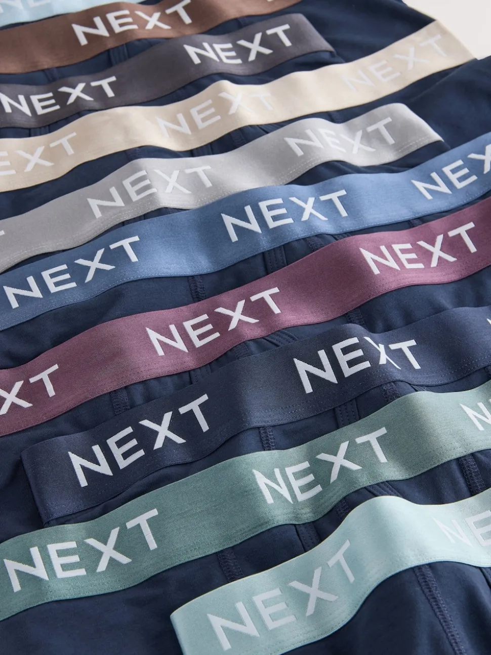 Navy Metallic Waistband Cotton Rich Trunk Boxers 10 Pack