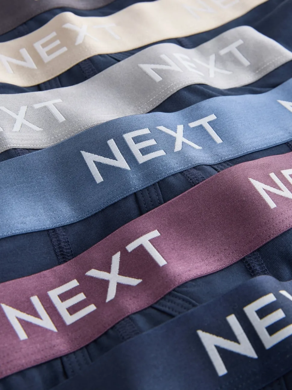 Navy Metallic Waistband Cotton Rich Trunk Boxers 10 Pack