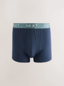 Navy Metallic Waistband Cotton Rich Trunk Boxers 10 Pack