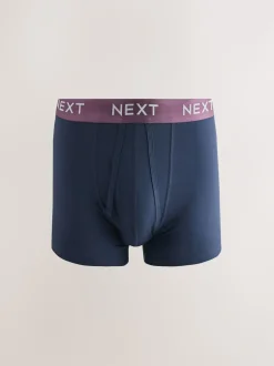Navy Metallic Waistband Cotton Rich Trunk Boxers 10 Pack