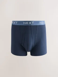 Navy Metallic Waistband Cotton Rich Trunk Boxers 10 Pack