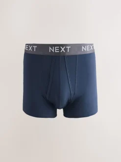 Navy Metallic Waistband Cotton Rich Trunk Boxers 10 Pack