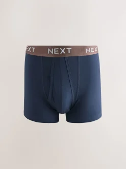 Navy Metallic Waistband Cotton Rich Trunk Boxers 10 Pack
