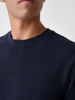 Navy Micro Waffle Long Sleeve T-Shirt