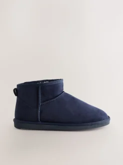 Navy Microsuede Boot Slippers