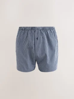 Navy Mixed Pattern 8 pack Woven Pure Boxers