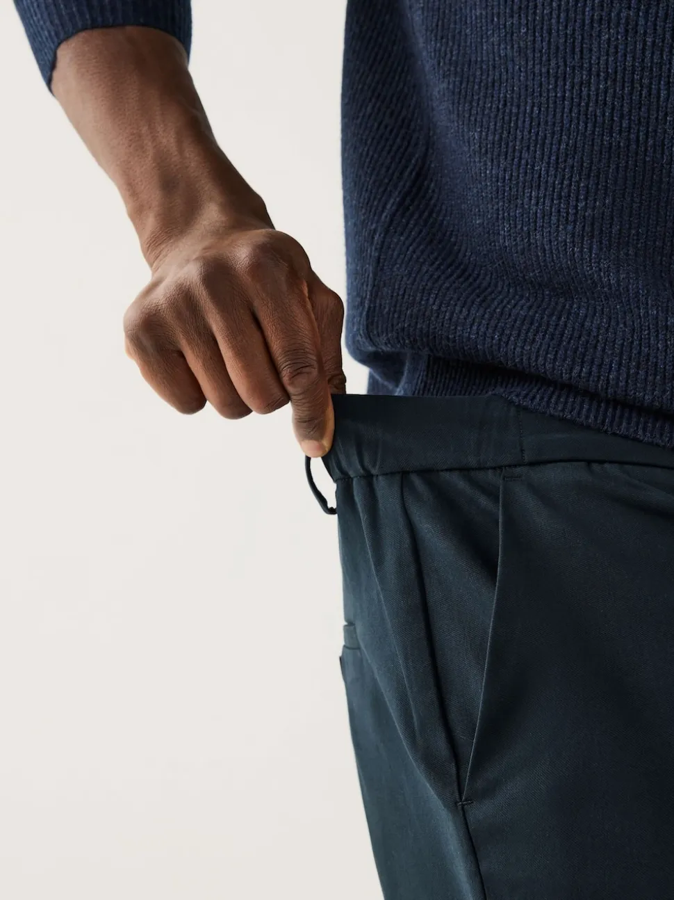 Navy Muscle Fit N.Premium Smart Cotton TENCEL™ Lyocell Blend Chinos With Comfort Waistband