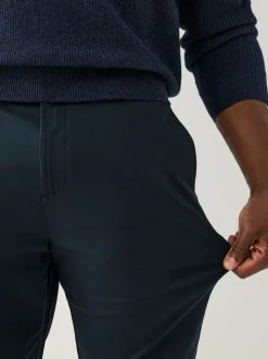 Navy Muscle Fit N.Premium Smart Cotton TENCEL™ Lyocell Blend Chinos With Comfort Waistband
