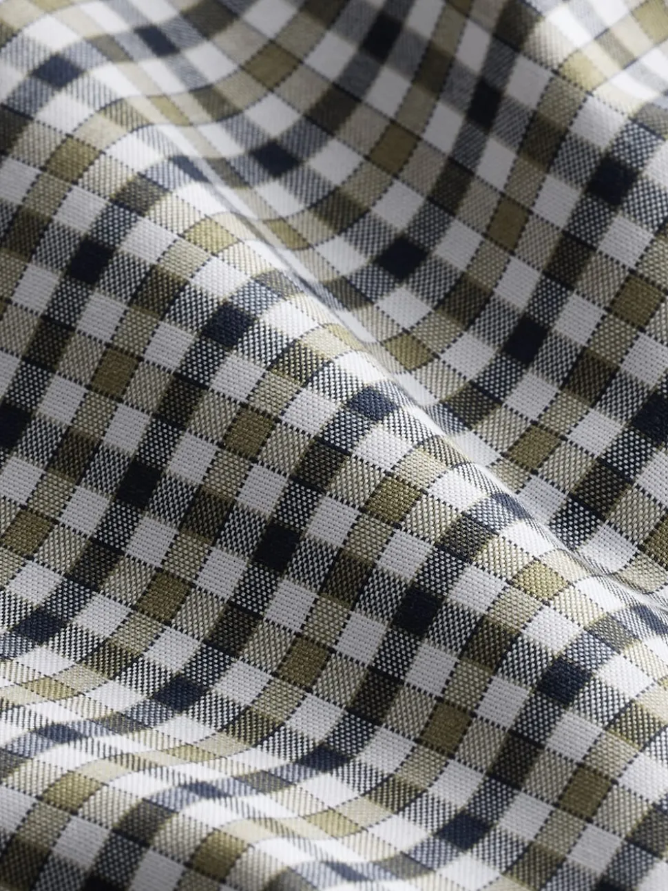 Navy/ Neutral Gingham Check Easy Iron Button Down Short Sleeve Oxford Shirt
