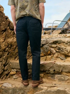 Navy N.Premium Regular Tapered Fit Smart Cotton Chinos with Elasticated Back and Stretch