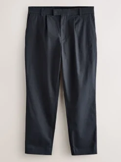 Navy N.Premium Regular Tapered Fit Smart Cotton Chinos with Elasticated Back and Stretch