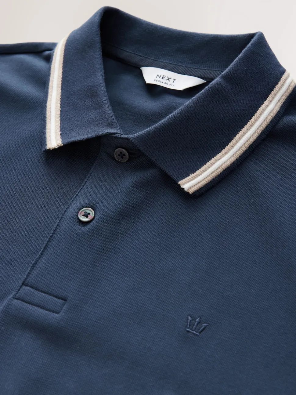 Navy Ottoman Regular Fit Short Sleeve Tipped Polo Shirt