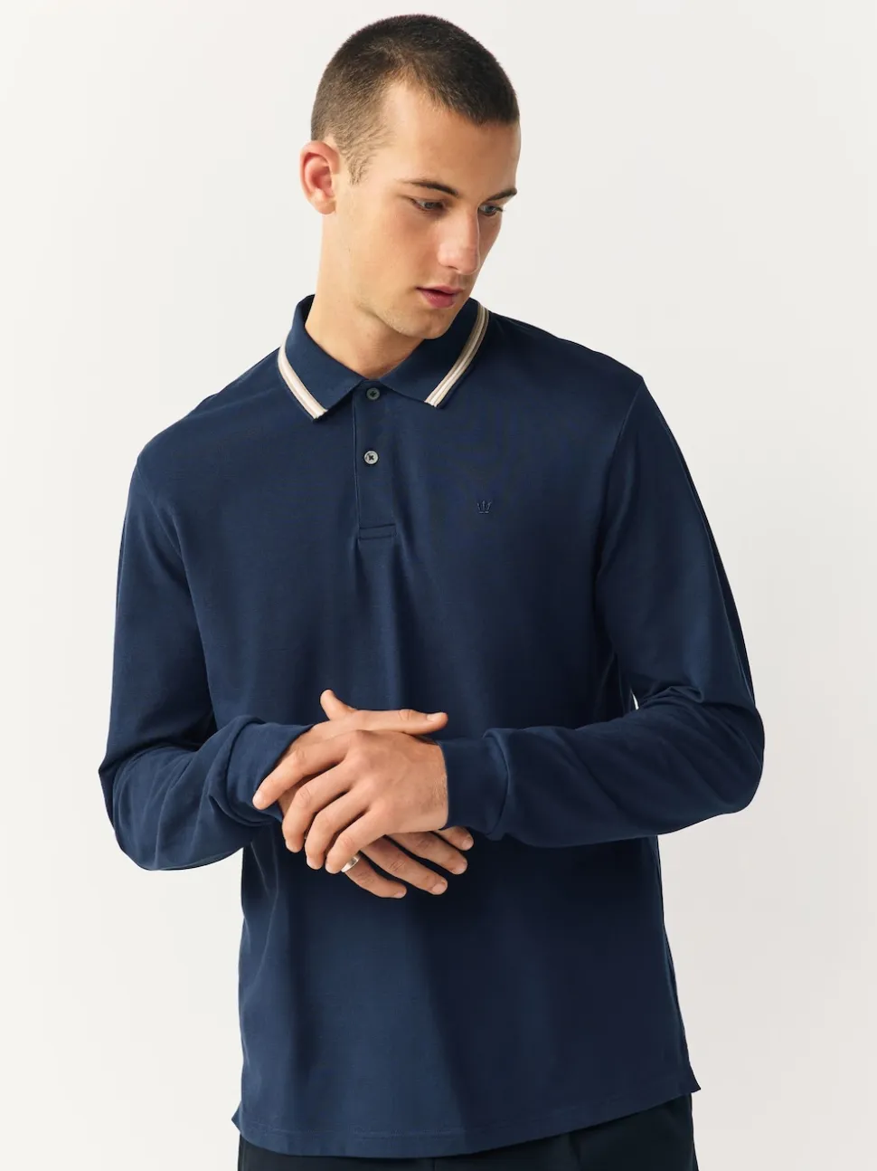 Navy Ottoman Tipped Polo Shirt