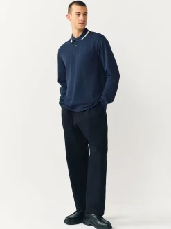 Navy Ottoman Tipped Polo Shirt