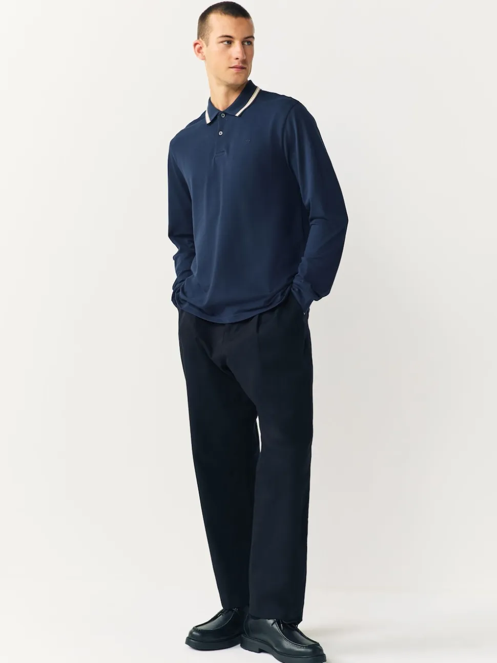 Navy Ottoman Tipped Polo Shirt