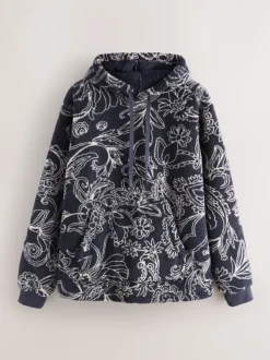 Navy Paisley Borg Overhead Hoodie