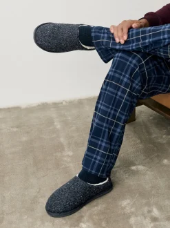 Navy Patterned Slippers