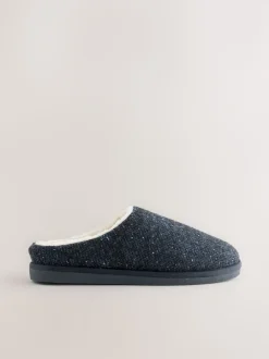 Navy Patterned Slippers