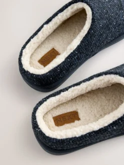Navy Patterned Slippers