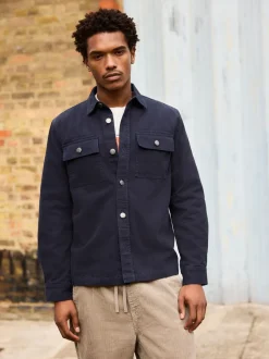 Navy Regular Fit Check Shacket