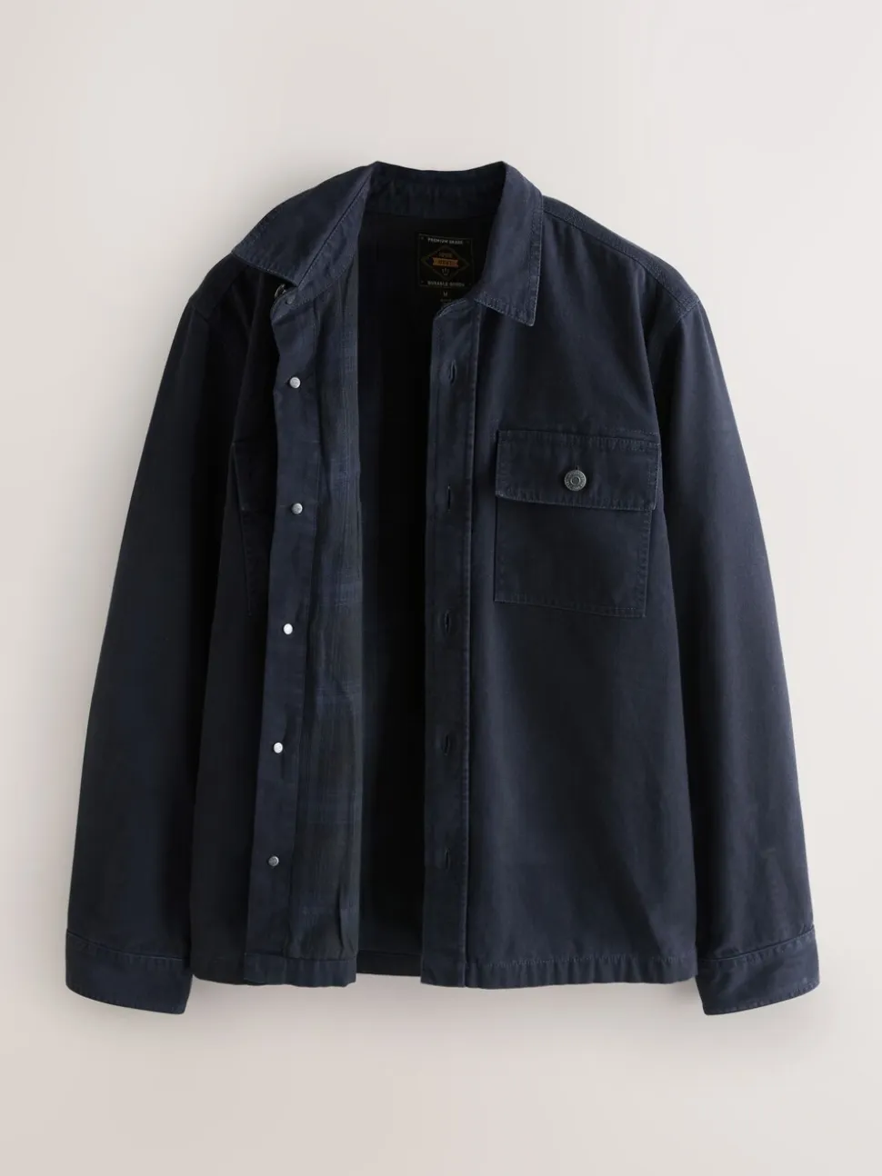 Navy Regular Fit Check Shacket