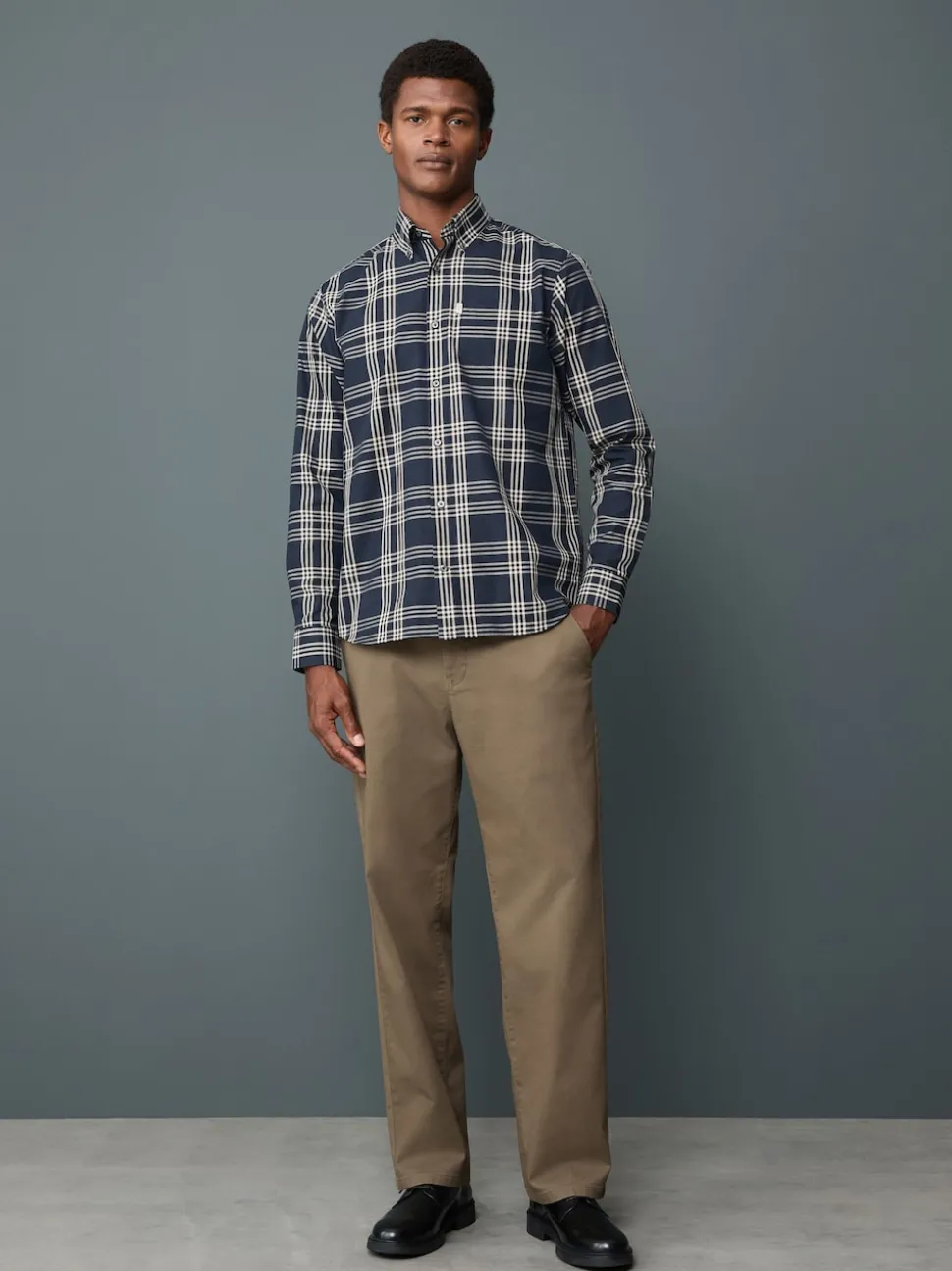Navy Regular Fit Easy Iron Button Down Oxford Shirt