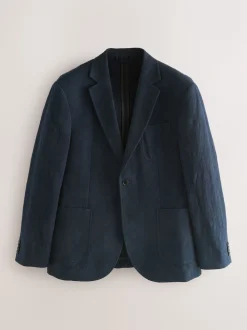 Navy Regular Fit Nova Fides Italian Fabric Crochet Pattern Suit Jacket