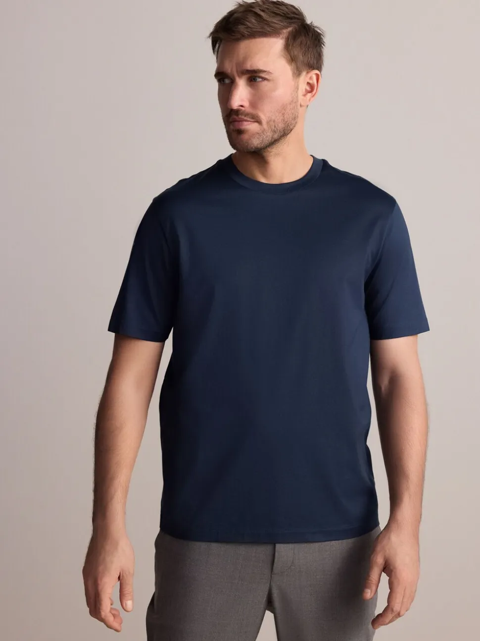 Navy Regular Fit Signature SUPIMA® Cotton Crew Neck T-Shirt