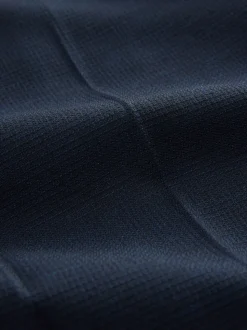 Navy Regular Fit Smart Textured Trousers With Stretch Waistband